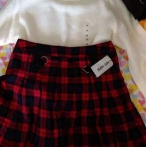 Cranberry plaid school girl tartan skirt